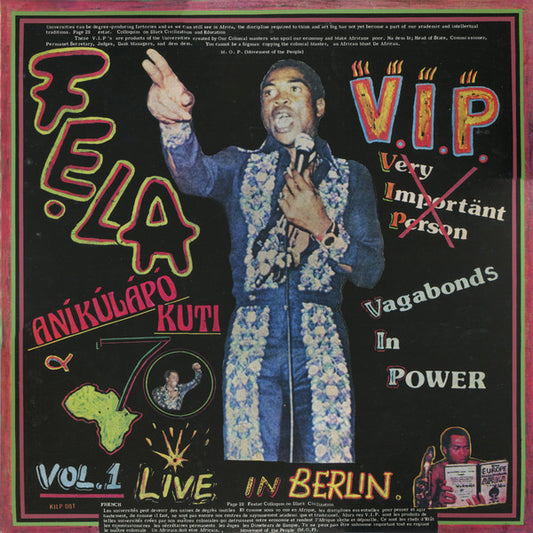 FELA KUTI - V.I.P. (Vagabonds In Power) Vol. 1 Live In Berlin LP