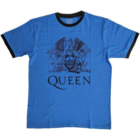 QUEEN - Crest Logo Ringer T-Shirt