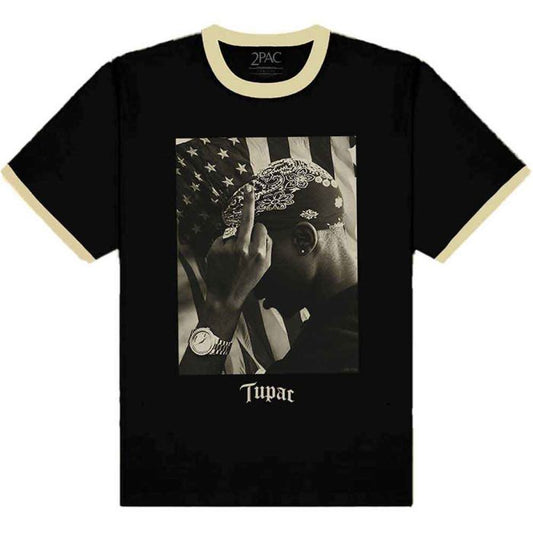 TUPAC - Flag Photo Ringer T-Shirt